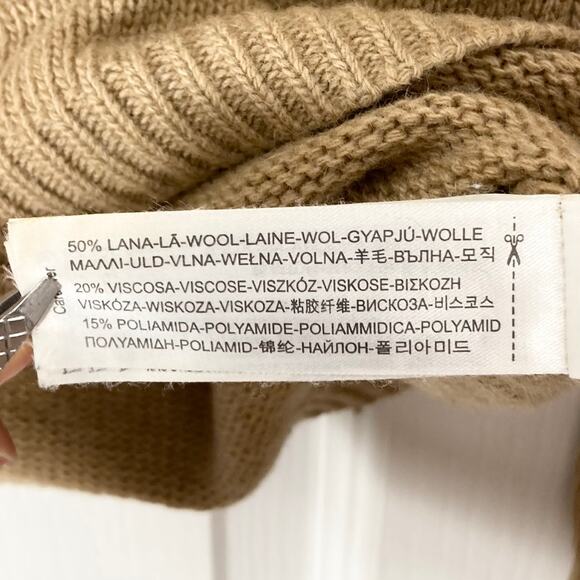 MASSIMO DUTTI Sweater S Cashmere Angora Wool Belt-Buckle-Shoulder Tan/Beige - Picture 8 of 12